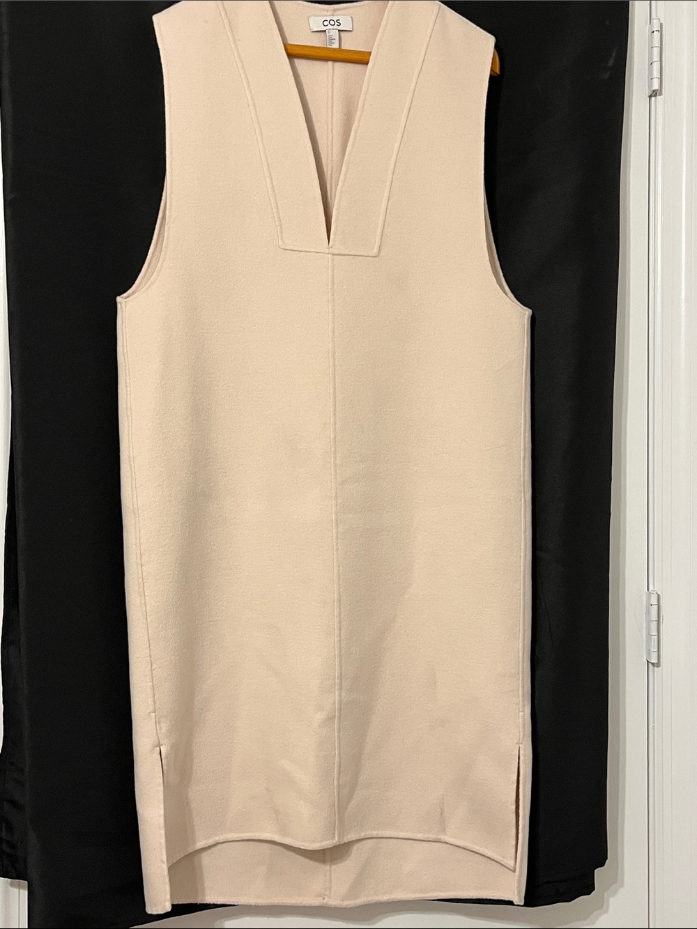 COS Cream Sleeveless V-Neck Shift Dress with Side Slits